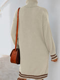 High neck long sleeve knitted dress Aosig