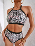 High-waisted Neckline Bikini Swimsuit Aosig