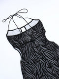 Hollow-out Zebra Halter Dress Aosig