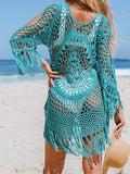 Hollowed-out Tassels Cover Up Dress Aosig