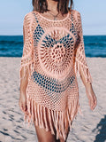 Hollowed-out Tassels Cover Up Dress Aosig