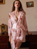 Japanese chiffon printed kimono uniform seductive home bathrobe Aosig