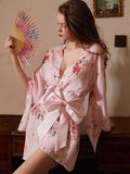 Japanese chiffon printed kimono uniform seductive home bathrobe Aosig