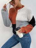 Knitted Colorblock Sweater Aosig