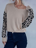 Knitted Leopard Print Sweater Aosig