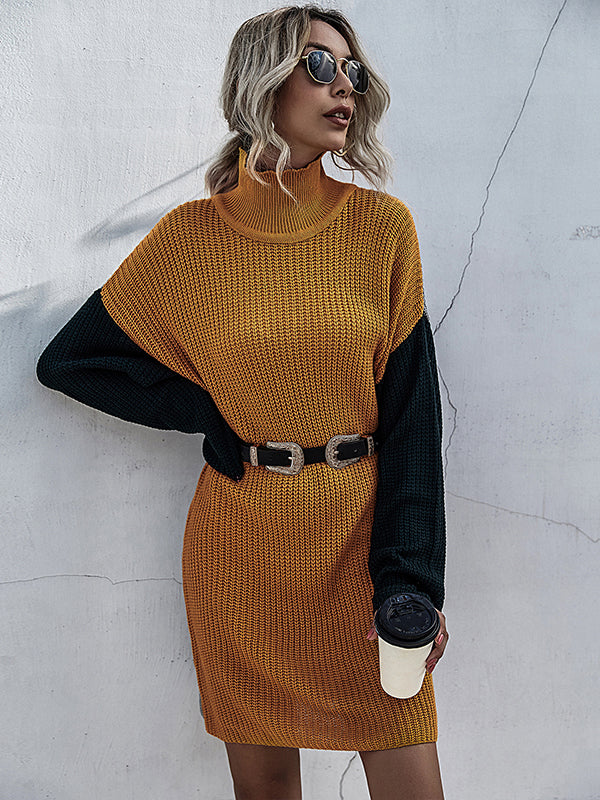 Knitted Slim Fit Colorblock Sweater Aosig