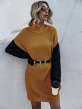 Knitted Slim Fit Colorblock Sweater Aosig