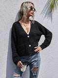Knitted Solid Color Long Sleeve Sweater Aosig