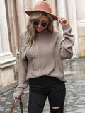 Knitted Solid Color Turtleneck Aosig