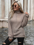 Knitted Solid Color Turtleneck Aosig