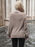 Knitted Solid Color Turtleneck Aosig
