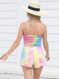 Knitted fashion casual jumpsuit tie-dye beach tube top shorts Aosig