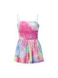 Knitted fashion casual jumpsuit tie-dye beach tube top shorts Aosig