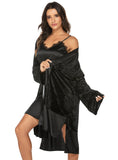 Lace Contrast Stitching  Nightgown Aosig