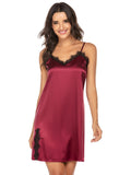 Lace Halter Straps Satin Nightdress Aosig