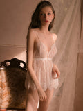 Lace Sheer Mesh Dress Open Back Pajamas Aosig