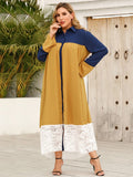Lace Stitching Temperament Commuting Color Contrast Dress