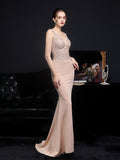 Lace and diamond long evening dress Aosig