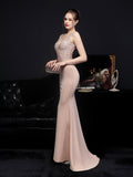 Lace and diamond long evening dress Aosig