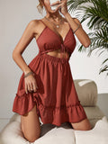 Lace-up Suspender Dress Aosig