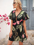 Leaf pattern dress Aosig