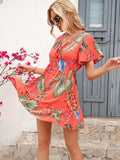 Leaf pattern dress Aosig