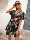 Leaf pattern dress Aosig