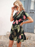 Leaf pattern dress Aosig