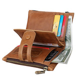 Leather  Anti-theft Brush RFID  Men's Casual Wallet Aosig