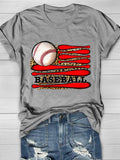 Leopard Baseball Flag Print T-Shirt Aosig