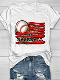 Leopard Baseball Flag Print T-Shirt Aosig