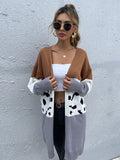 Leopard Print Cardigan Knit Sweater Aosig