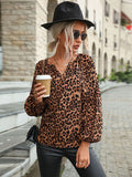 Leopard Print Chiffon Shirt Aosig