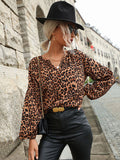 Leopard Print Chiffon Shirt Aosig