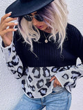 Leopard Print Crew Neck Sweater Aosig