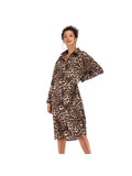 Leopard print dress mid-length split shirt skirt Aosig