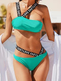 Letter Bandage Bikini Swimsuit Aosig