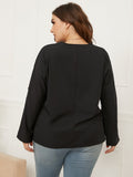 Loose V-Neck Solid Color Long-Sleeved Shirt Aosig