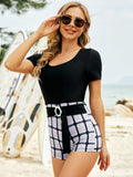 Matching Colors  One-piece Swimsuit Aosig