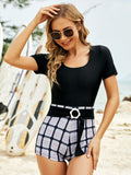 Matching Colors  One-piece Swimsuit Aosig