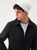 Men Button Front Longline Trench Coat Aosig