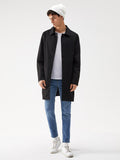 Men Button Front Longline Trench Coat Aosig