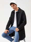 Men Button Front Longline Trench Coat Aosig