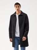 Men Button Front Longline Trench Coat Aosig