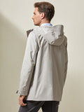 Men Drawstring Detail Zipper Front Coat Aosig