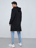 Men Pocket Front Duffle Hooded Flannel Coat Aosig