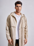 Men Raglan Sleeve Zip Up Coat Aosig