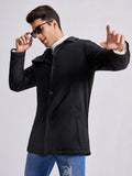 Men Teddy Lined Button Front Coat Aosig