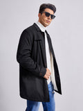 Men Teddy Lined Button Front Coat Aosig