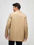 Men Zip Up Button Front Coat Aosig